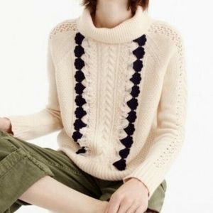 J.Crew Cowl Neck Embellished Cable Knit Sweater